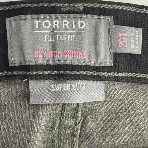 Torrid Sky High Skinny Super Soft Jeans Womens 26T Tall Stretch Olive Green - Picture 10 of 15